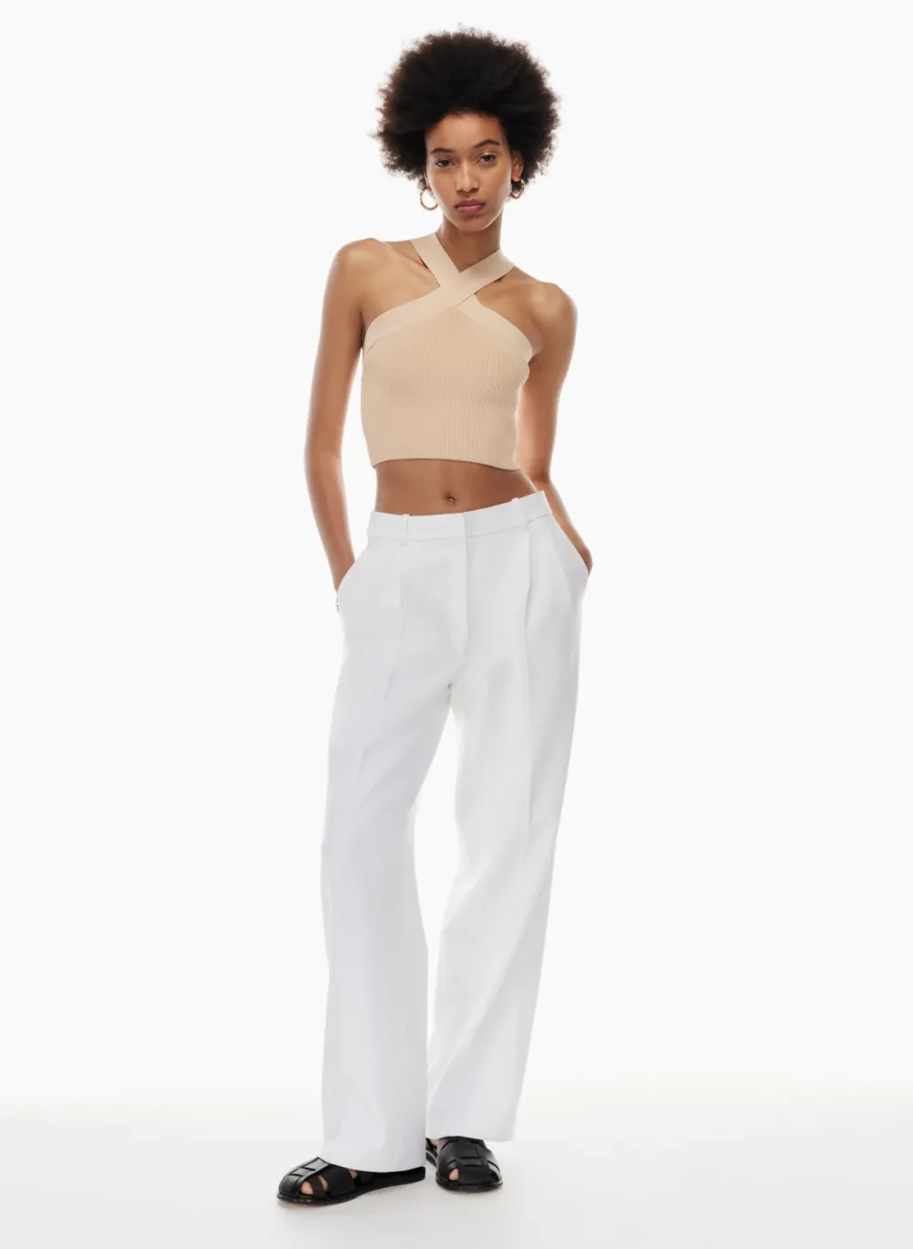 sculpt knit criss cross cropped tank