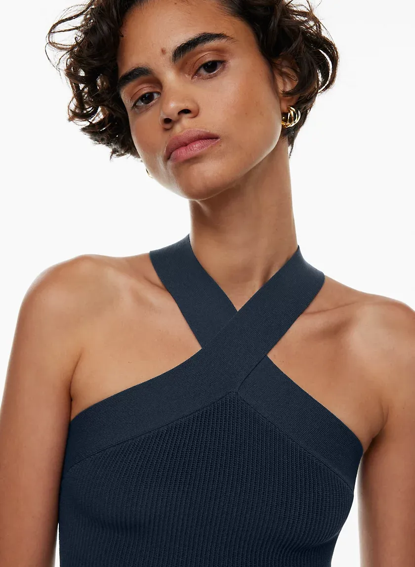 sculpt knit criss cross cropped tank