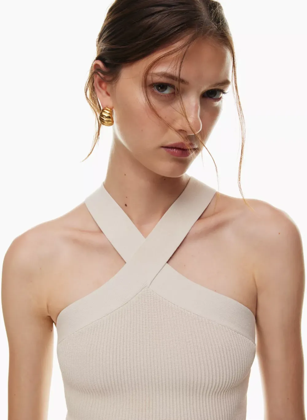 sculpt knit criss cross cropped tank