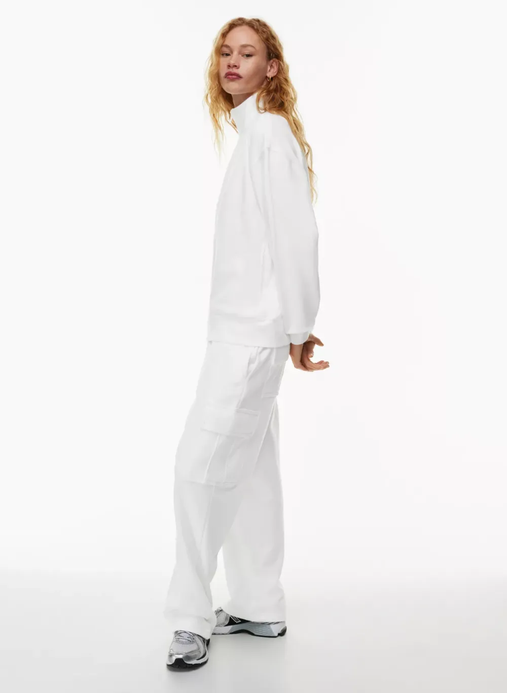 terry fleece boyfriend 1/4 zip sweatshirt