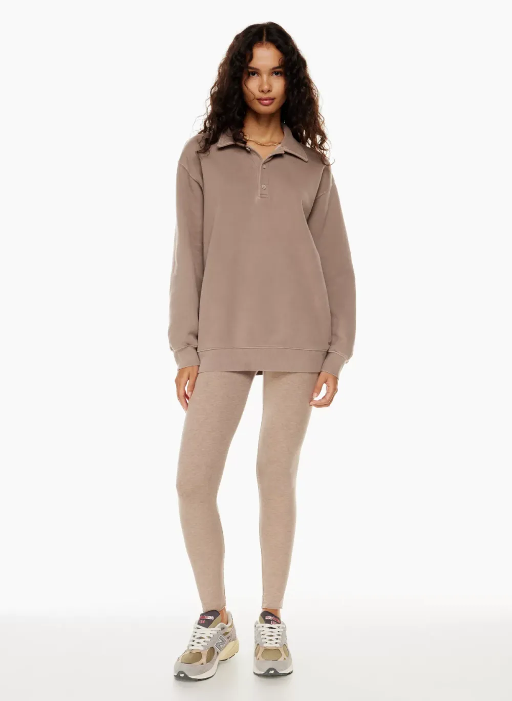 cozy fleece boyfriend polo sweatshirt