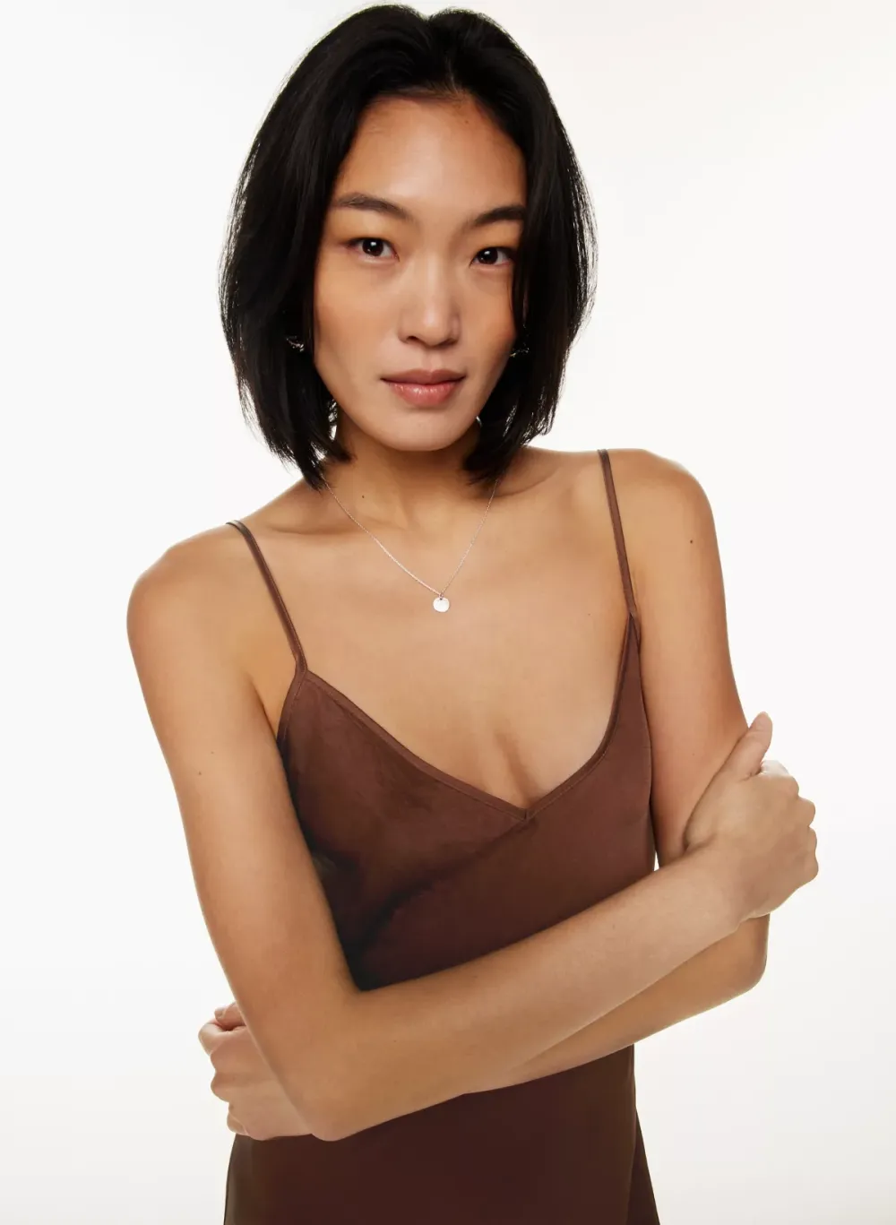 only slip satin midi dress