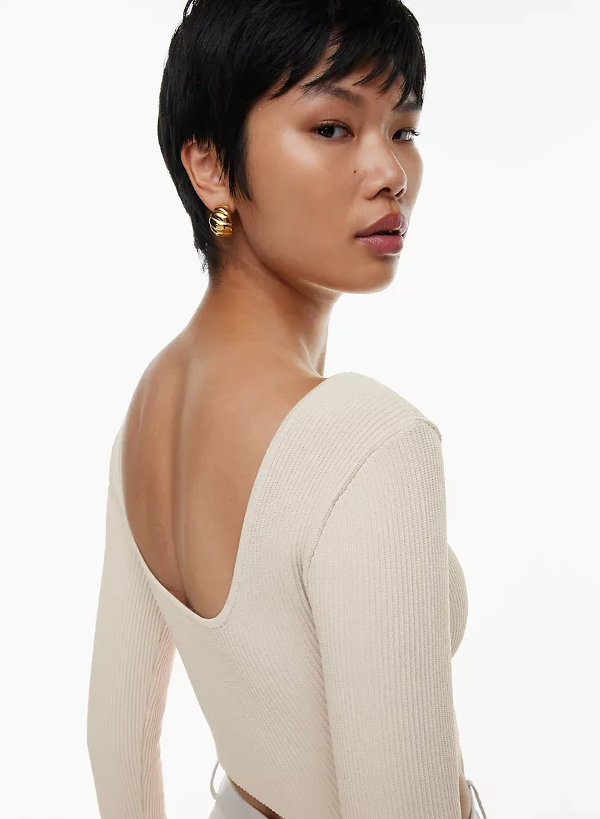 sculpt knit squareneck cropped longsleeve