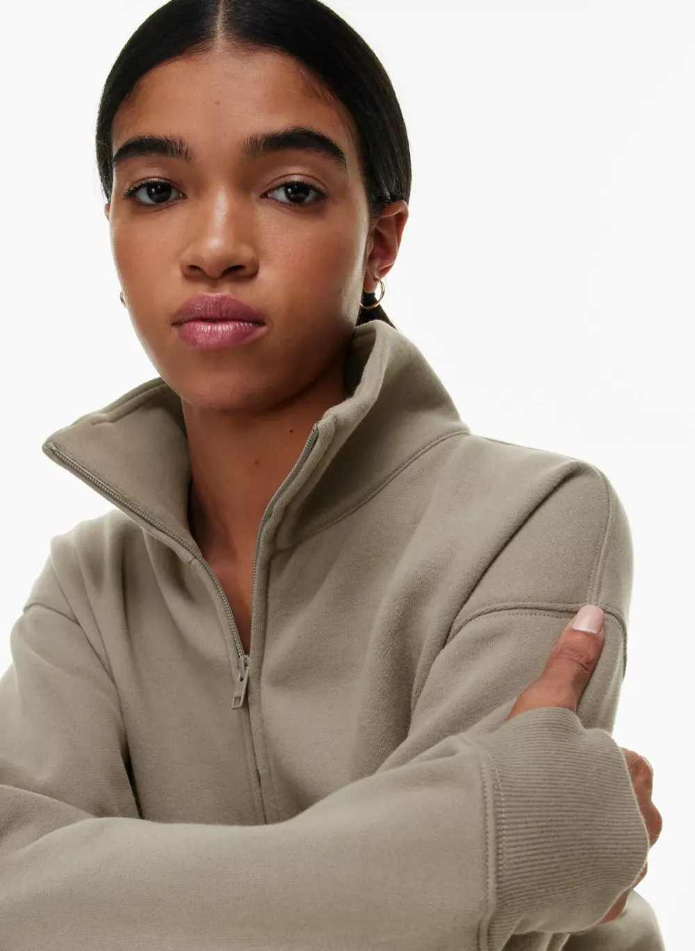 cozy fleece boyfriend boxy zip-up sweatshirt