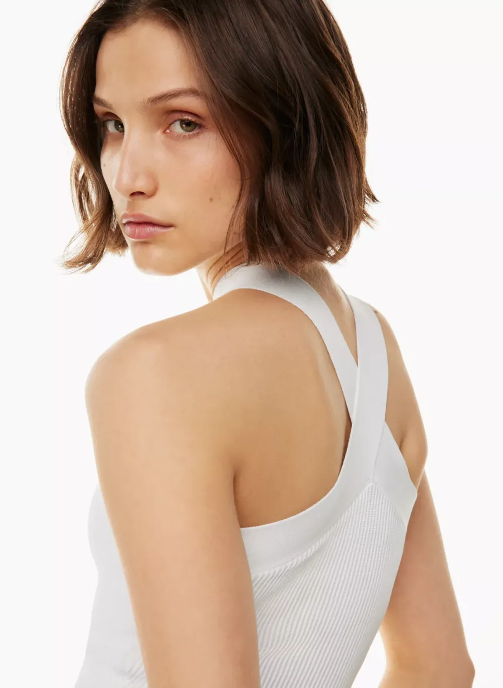 sculpt knit criss cross cropped tank