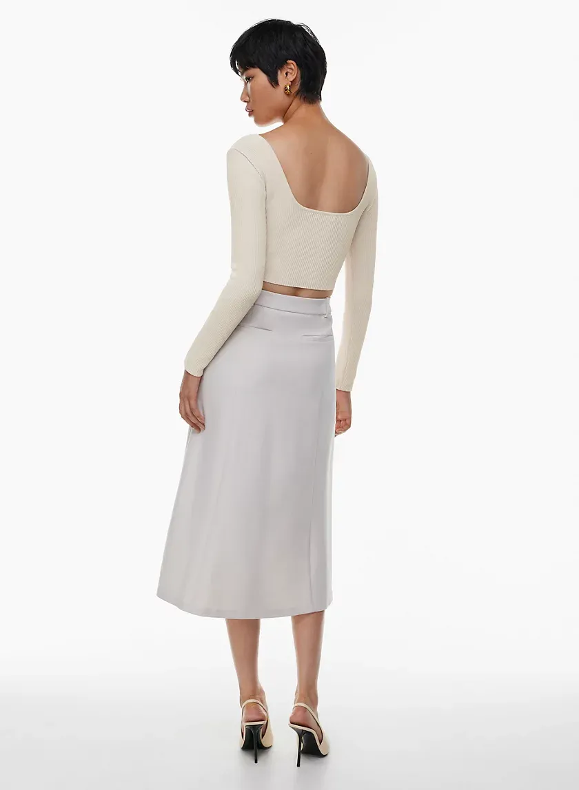 sculpt knit squareneck cropped longsleeve