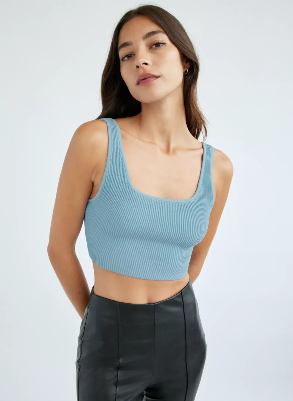 sculpt knit squareneck cropped tank