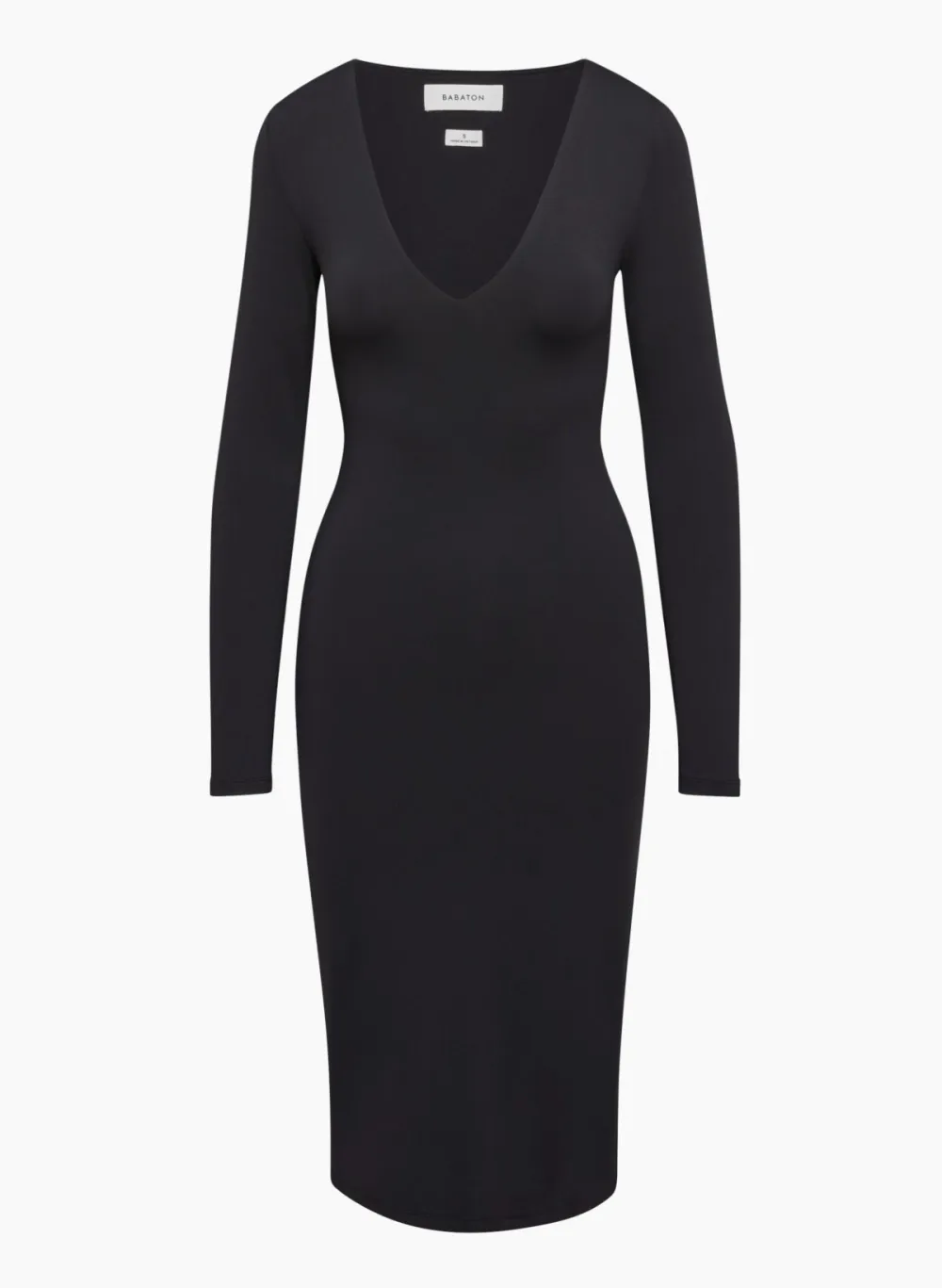 contour v-neck longsleeve dress