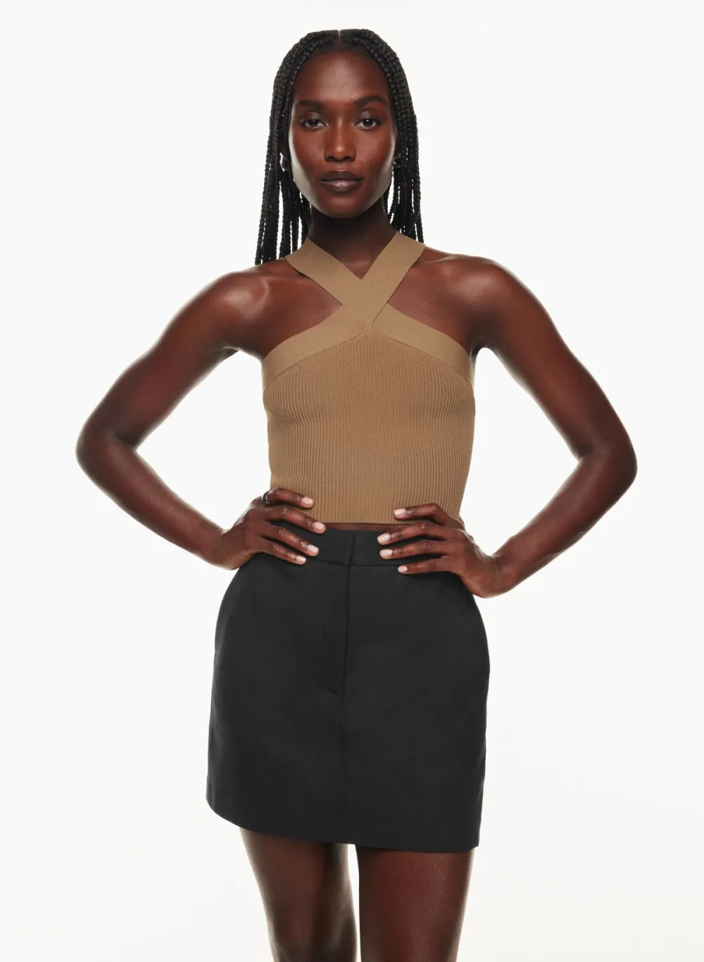 sculpt knit criss cross cropped tank