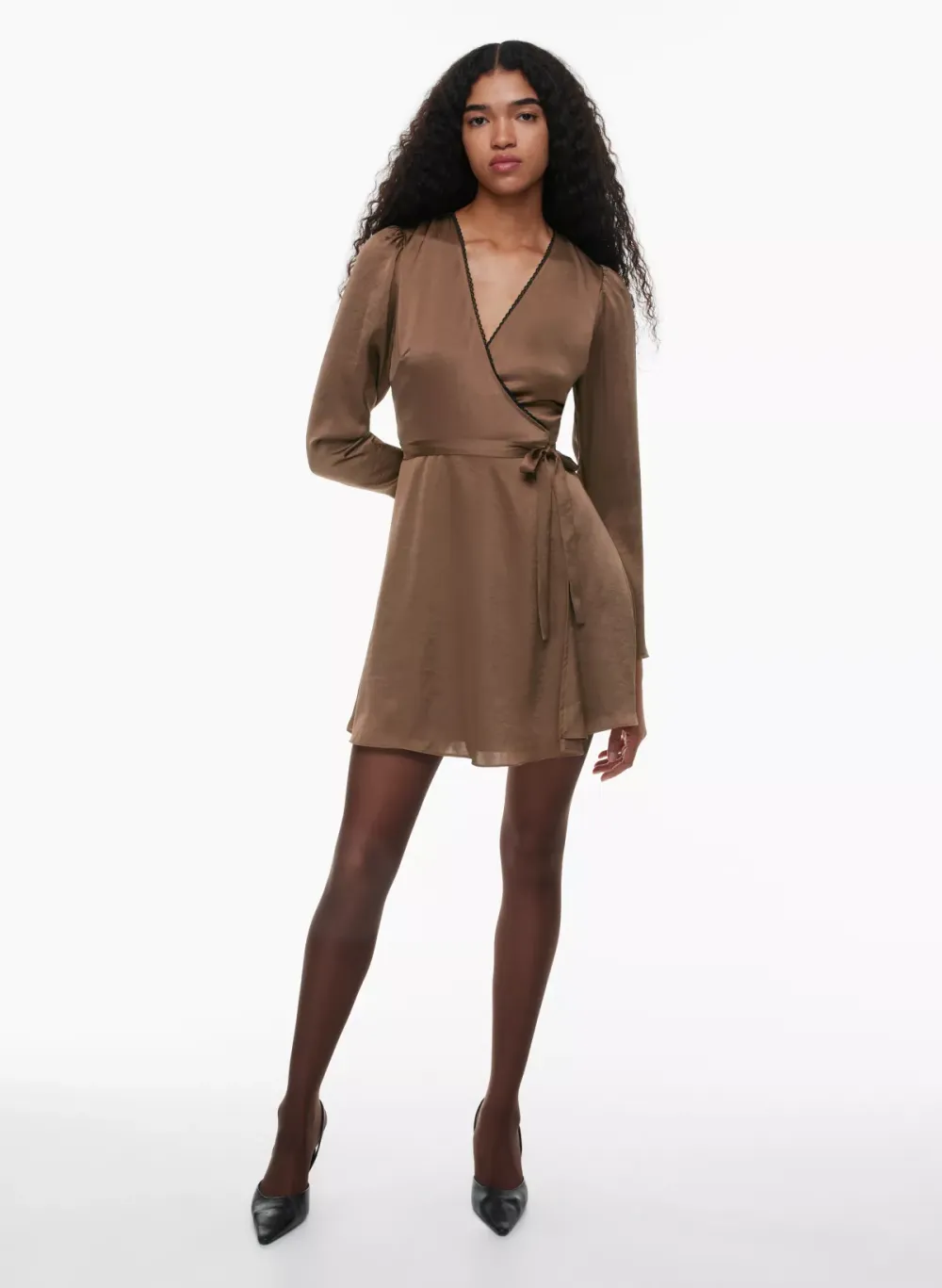mademoiselle satin longsleeve dress
