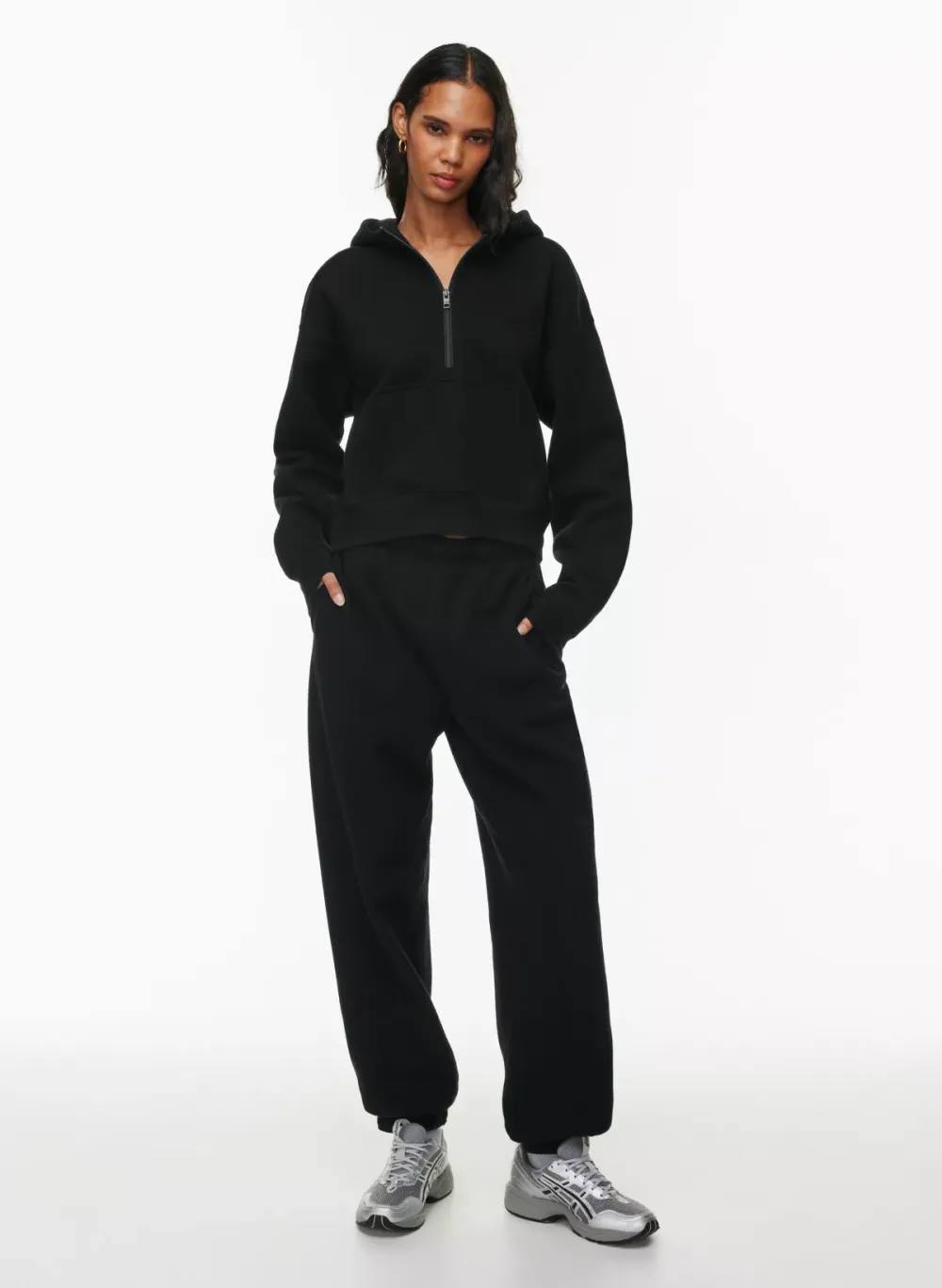 cozy fleece boyfriend boxy 1⁄2 zip hoodie