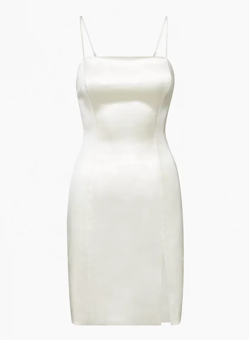 shimmer satin knee dress