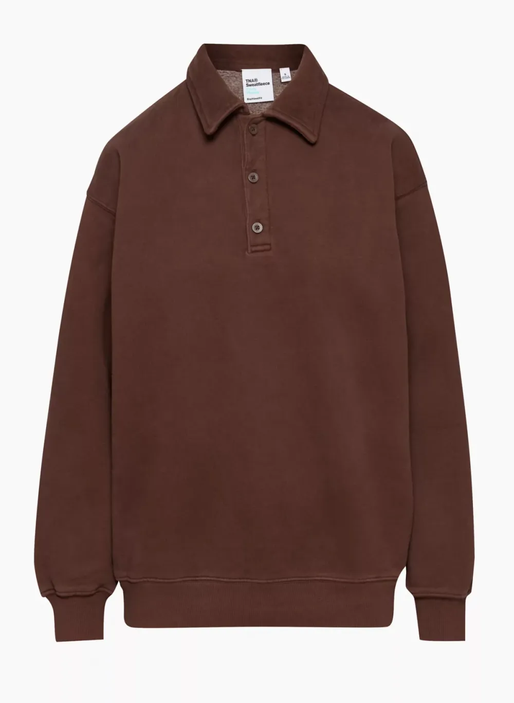 cozy fleece boyfriend polo sweatshirt