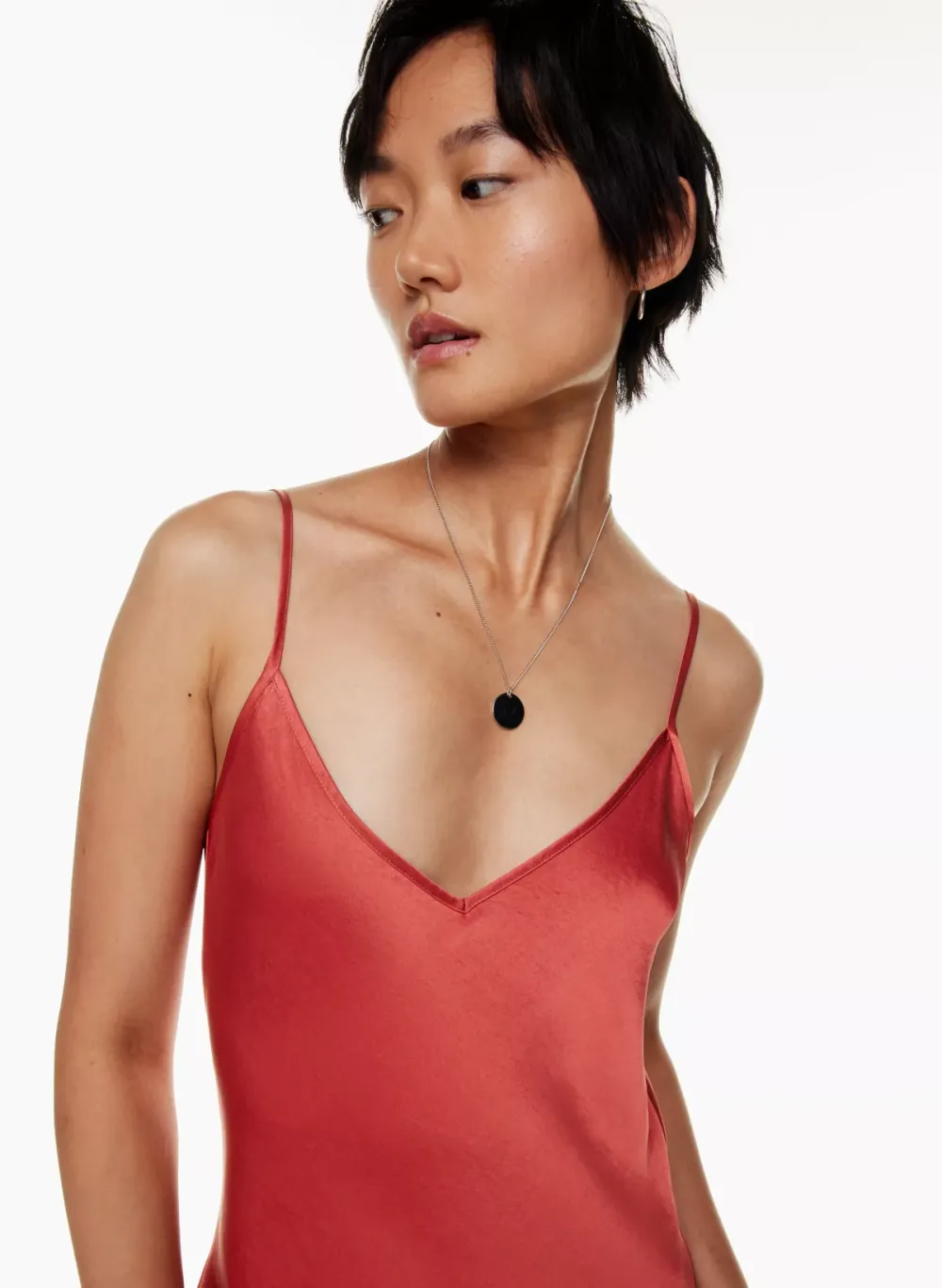 only slip satin midi dress