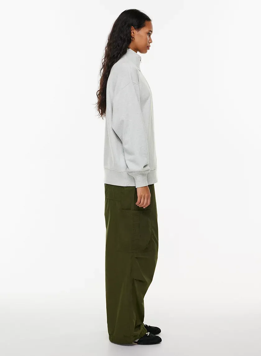 terry fleece boyfriend 1/4 zip sweatshirt