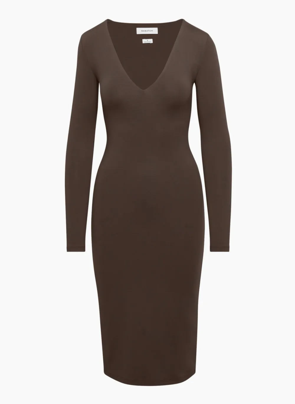 contour v-neck longsleeve dress