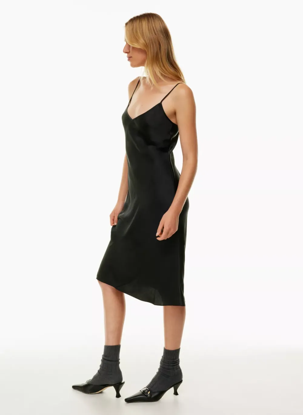 only slip satin midi dress