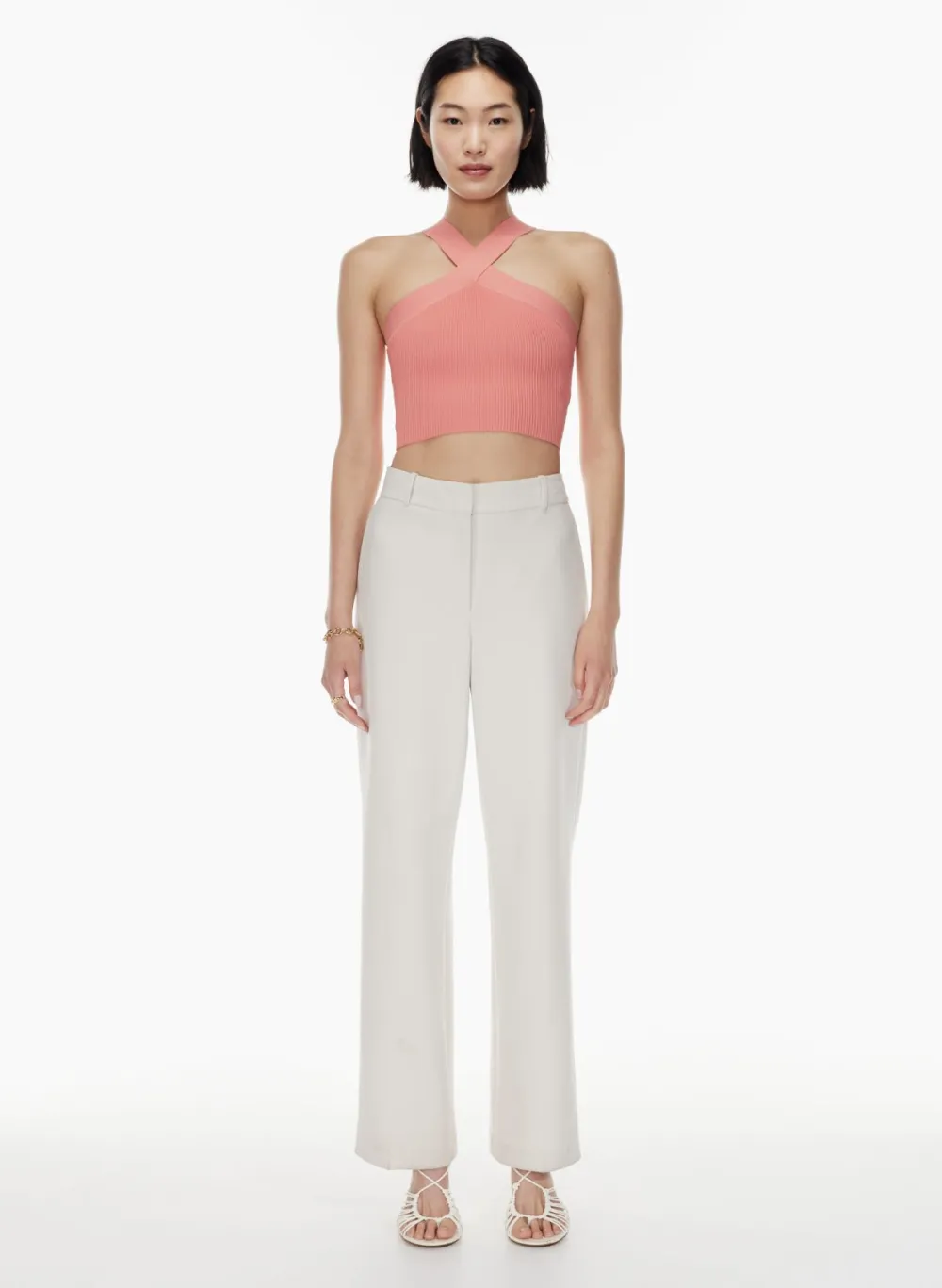 sculpt knit criss cross cropped tank