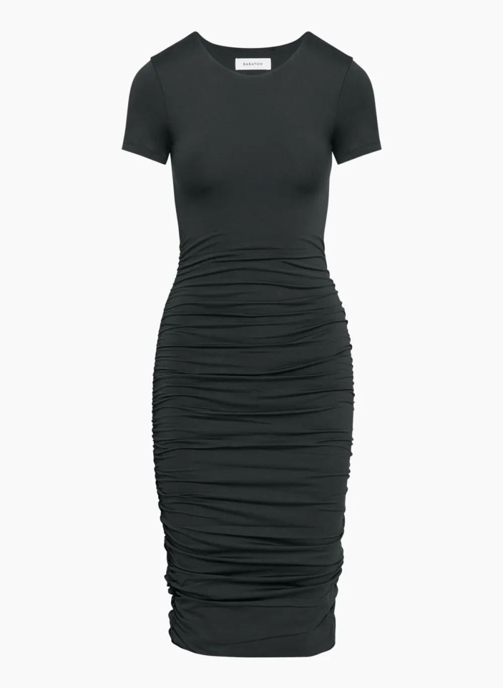 contour ruched midi dress