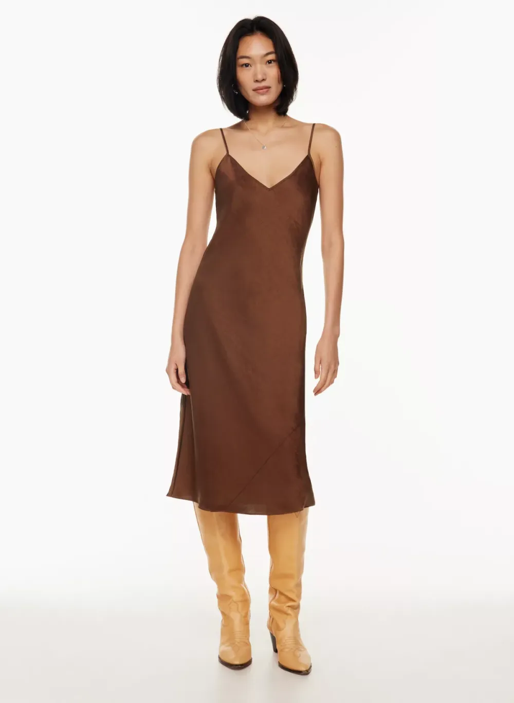 only slip satin midi dress