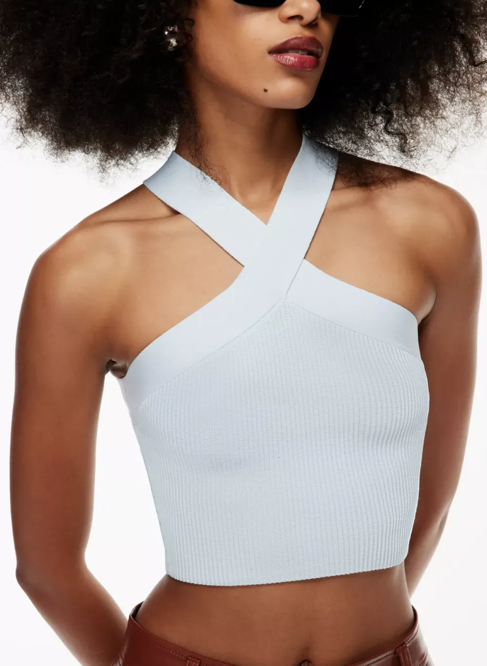 sculpt knit criss cross cropped tank