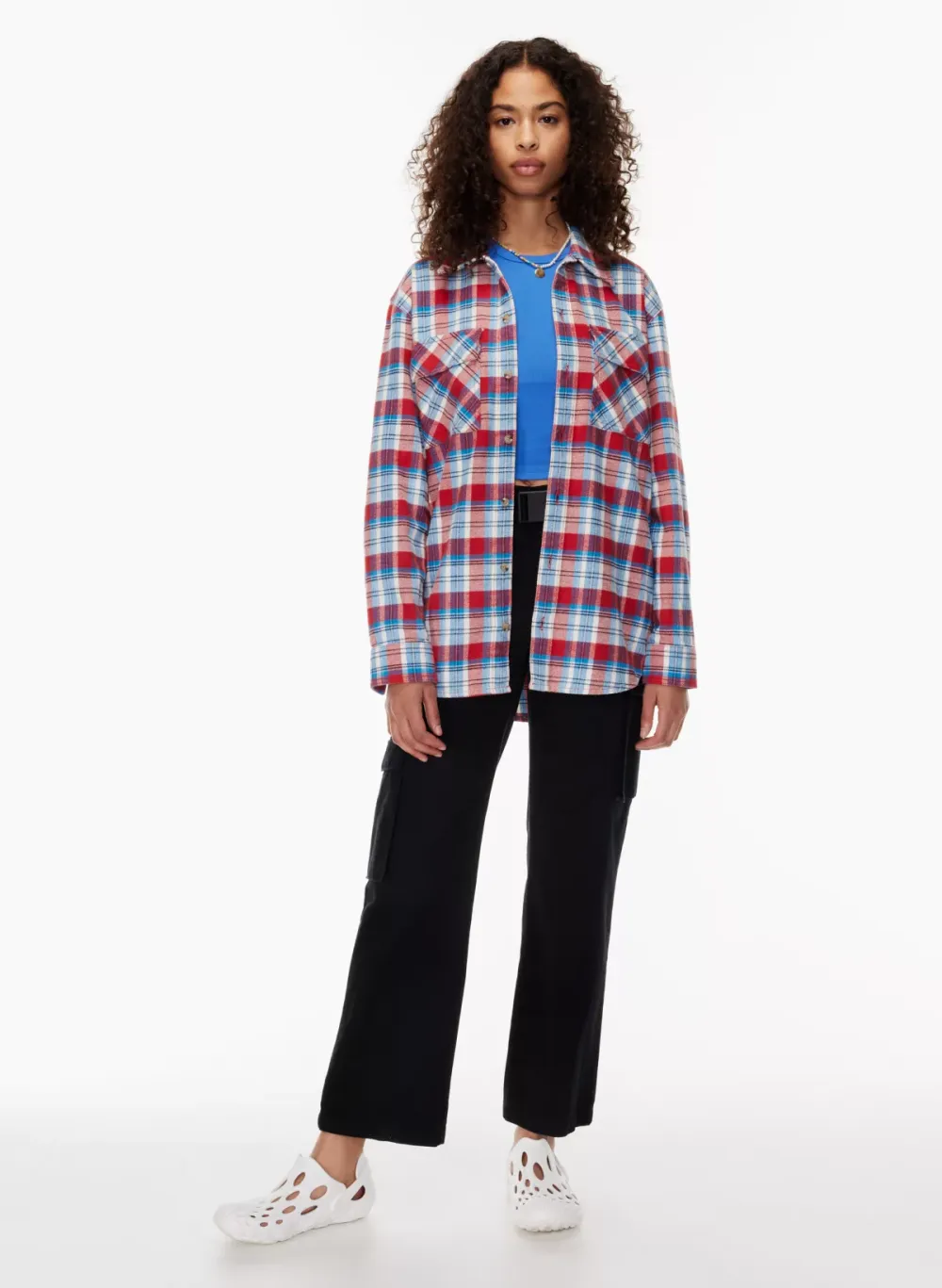 plaid oversized button-up