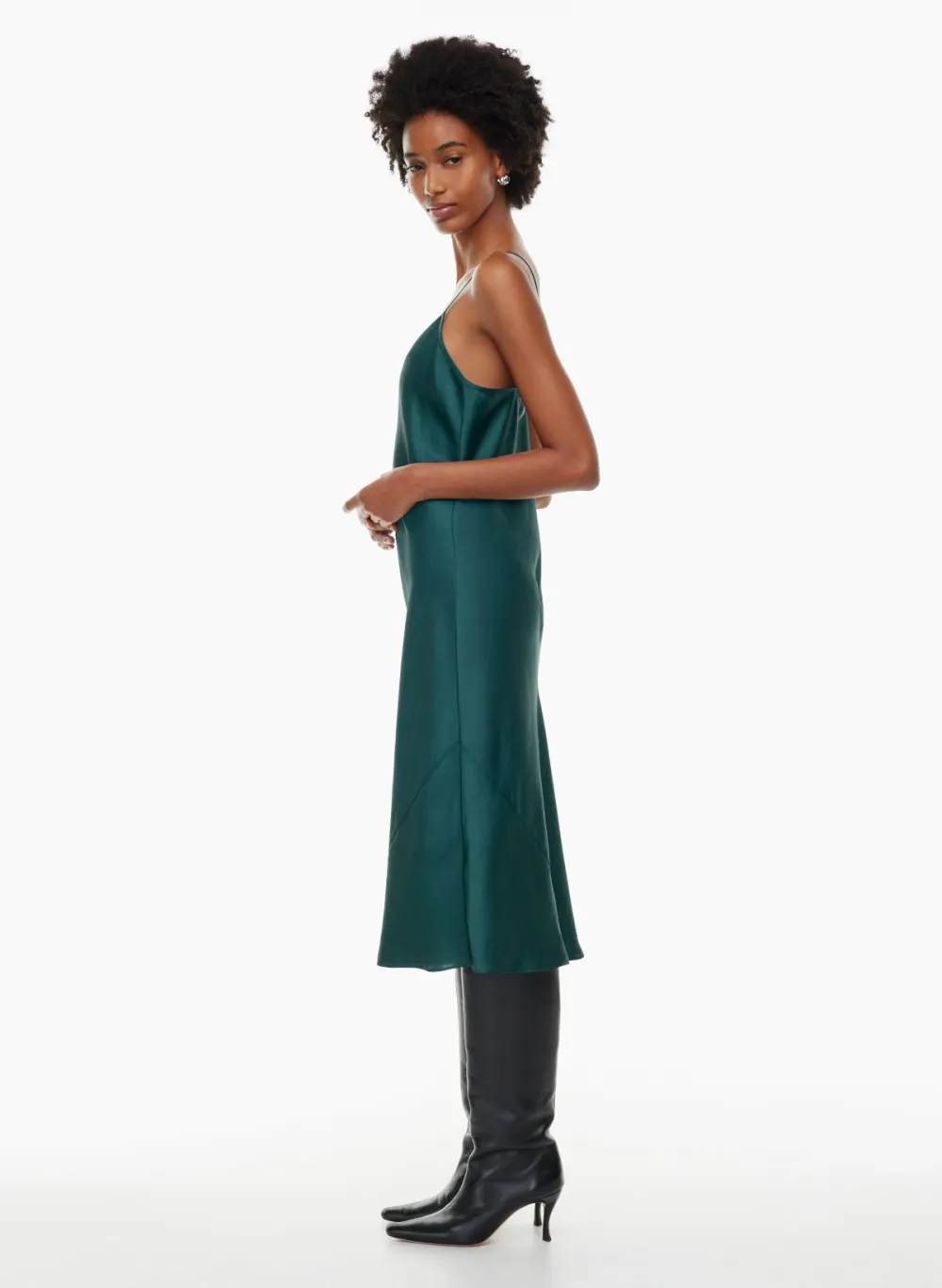 only slip satin midi dress