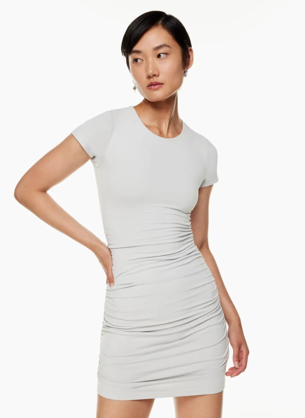 contour ruched mini dress