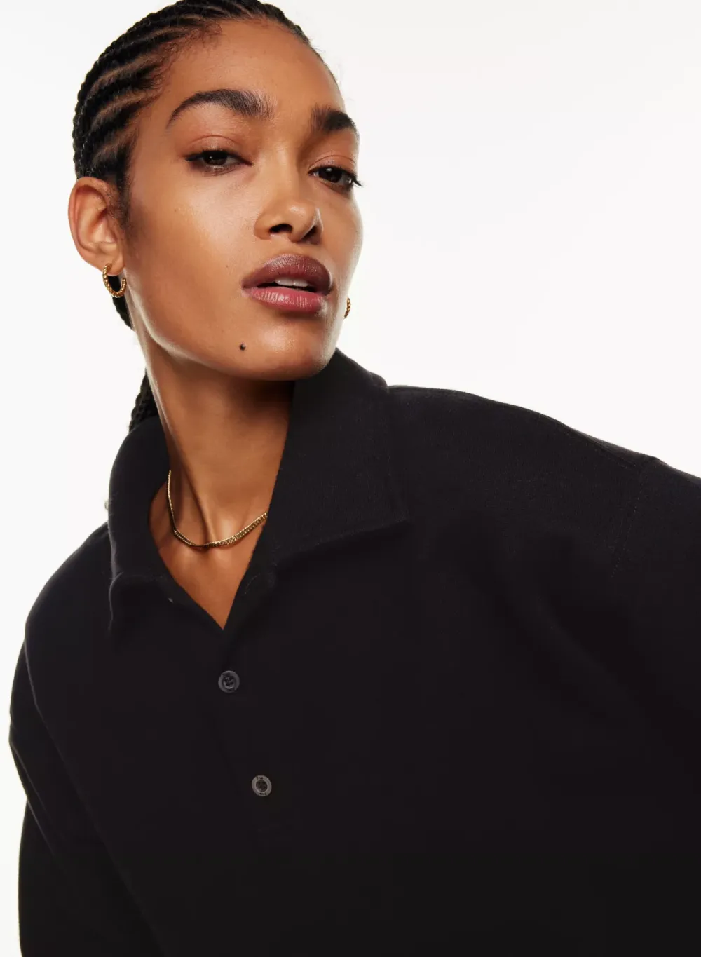 cozy fleece boyfriend polo sweatshirt