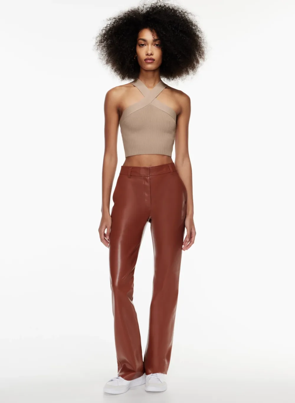 sculpt knit criss cross cropped tank