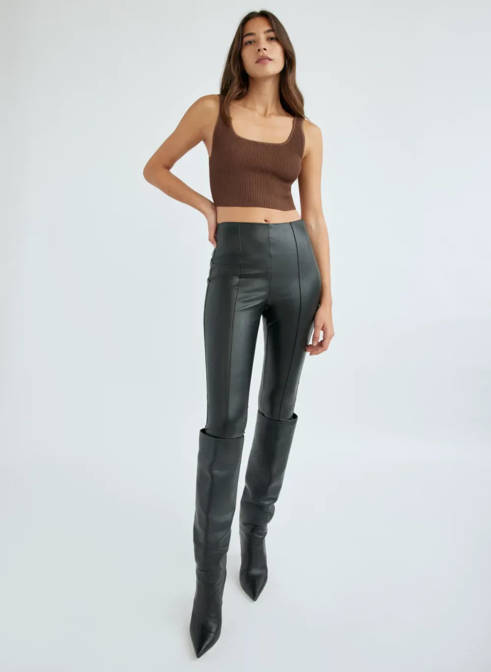 sculpt knit squareneck cropped tank