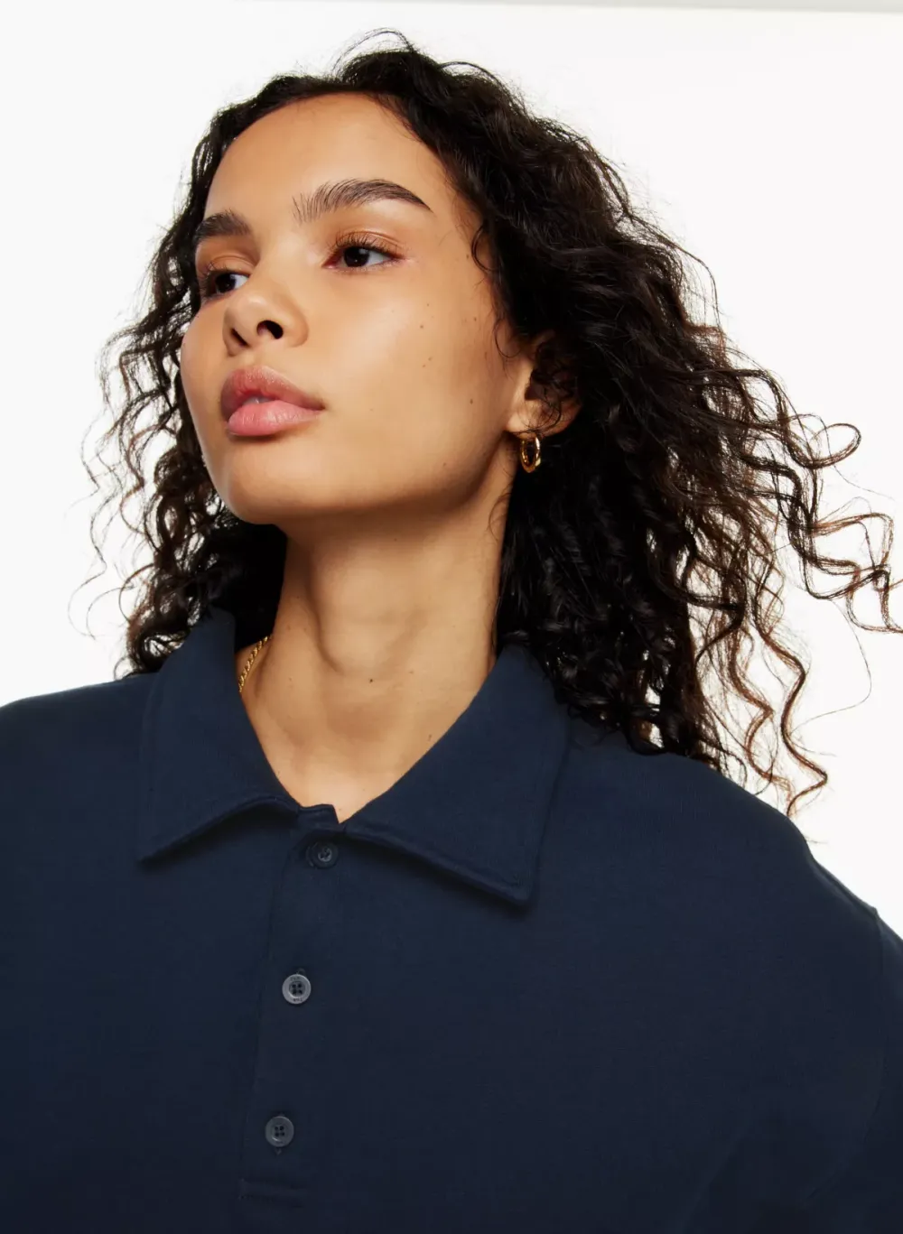 cozy fleece boyfriend polo sweatshirt