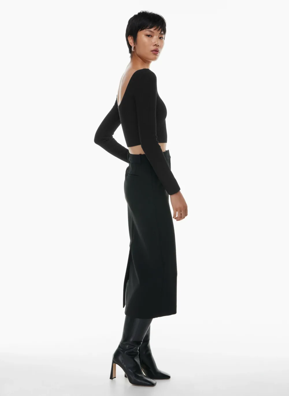 sculpt knit squareneck cropped longsleeve