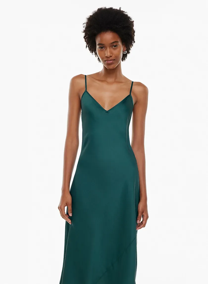 only slip satin midi dress