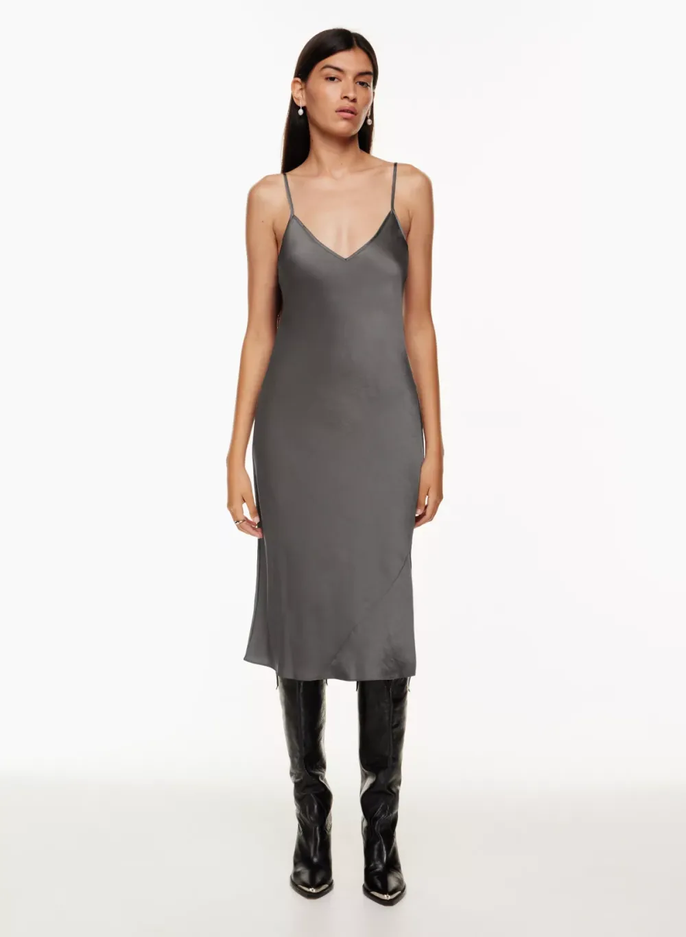 only slip satin midi dress