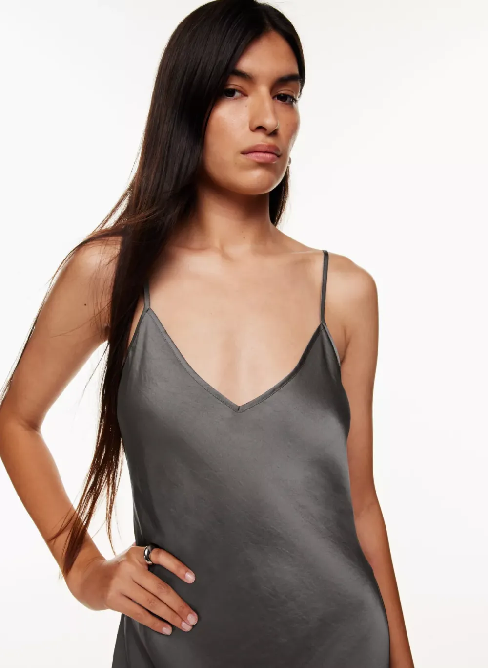 only slip satin midi dress