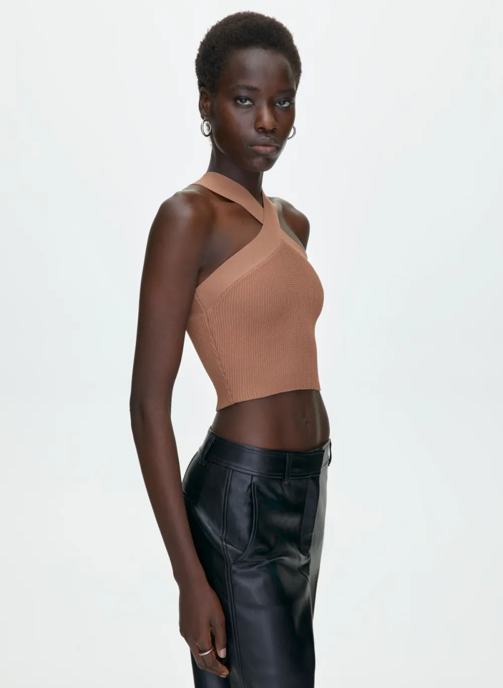 sculpt knit criss cross cropped tank