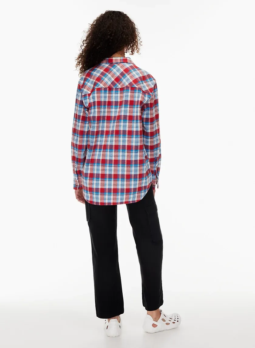 plaid oversized button-up