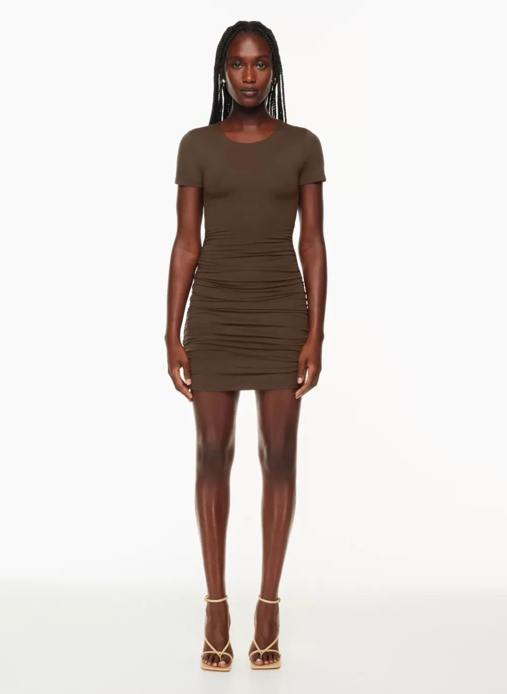 contour ruched mini dress