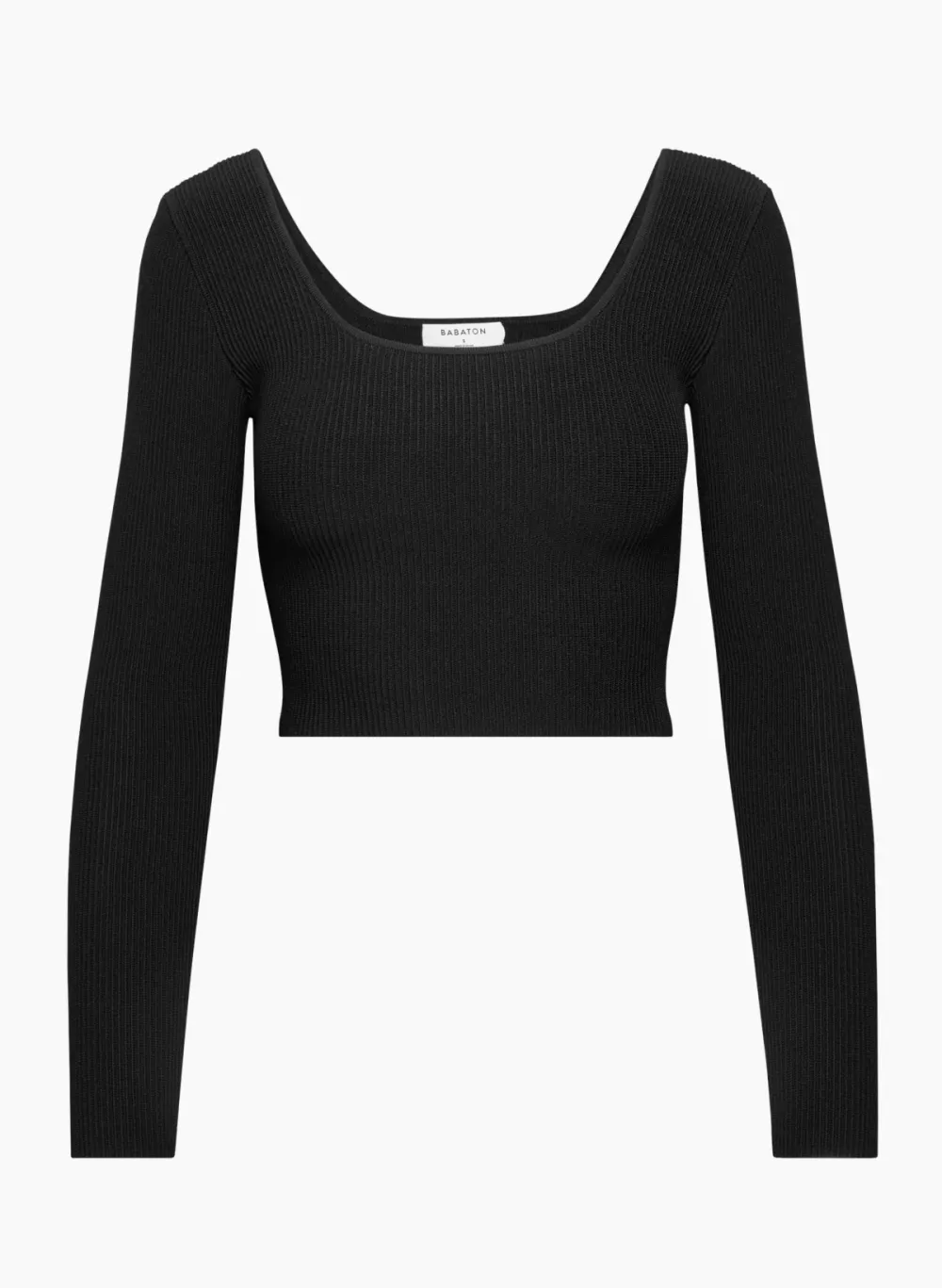 sculpt knit squareneck cropped longsleeve