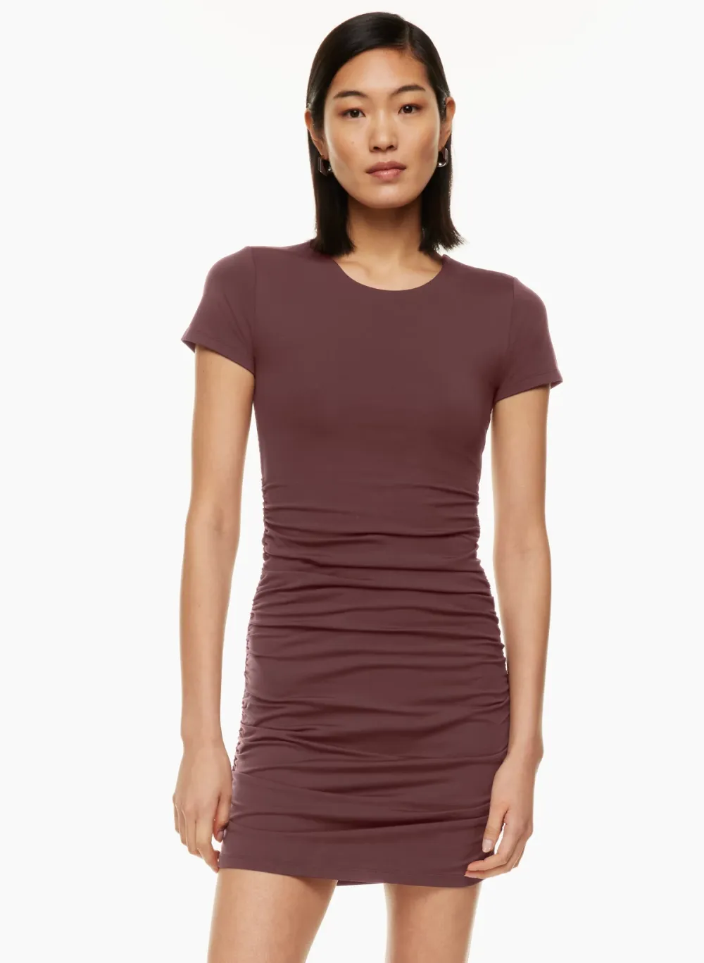 contour ruched mini dress
