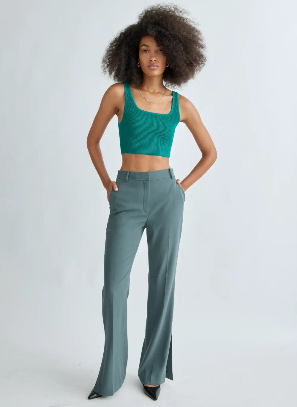 sculpt knit squareneck cropped tank