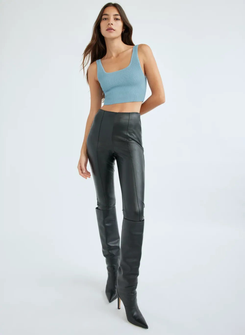 sculpt knit squareneck cropped tank