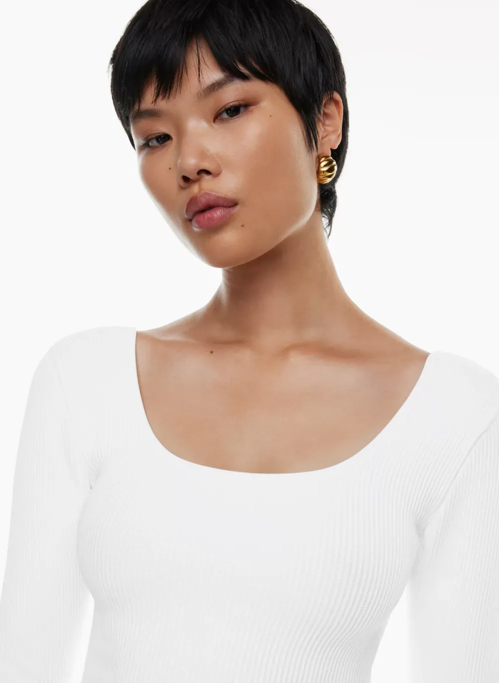 sculpt knit squareneck cropped longsleeve