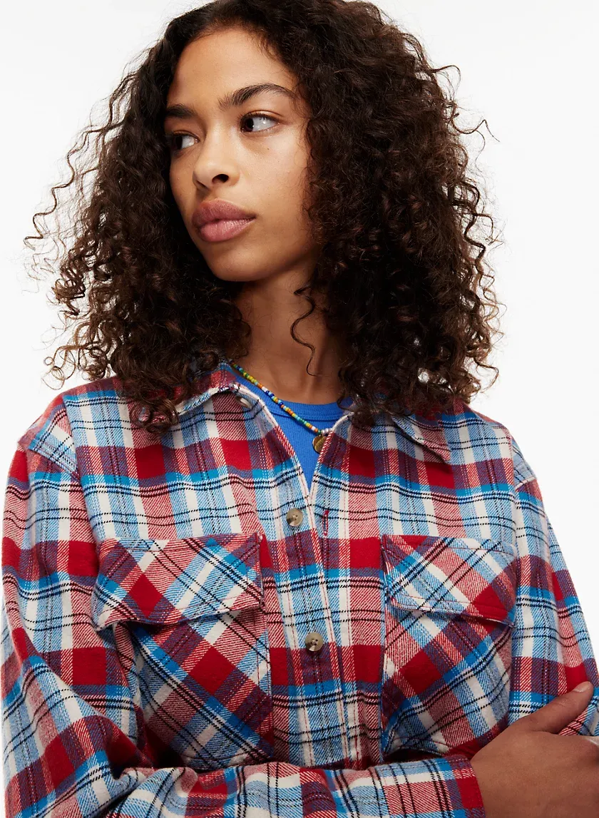 plaid oversized button-up