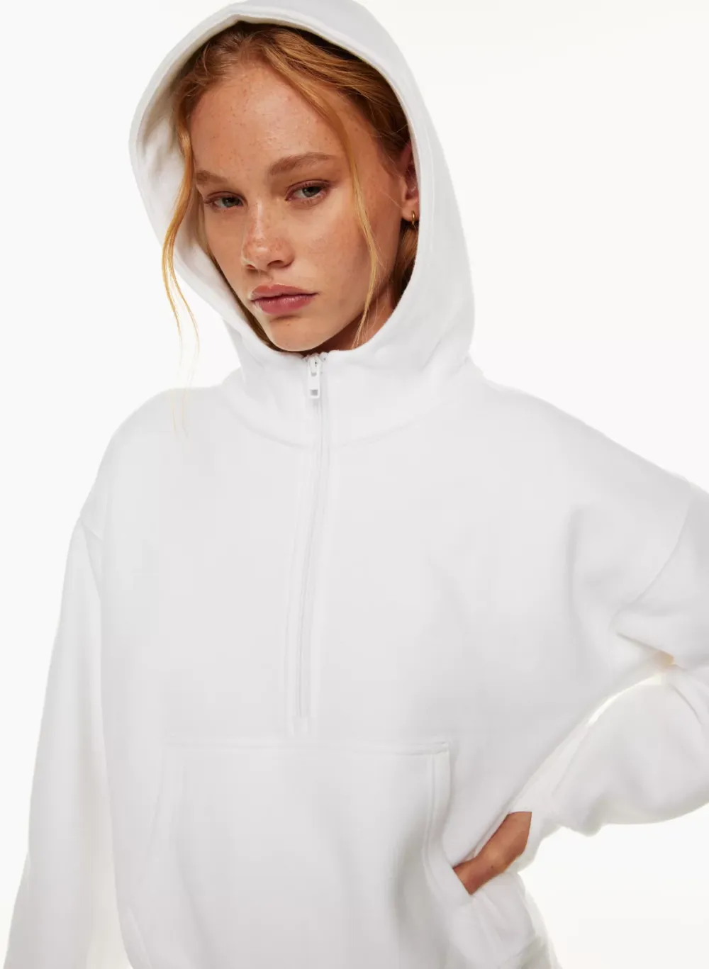 cozy fleece boyfriend boxy 1⁄2 zip hoodie