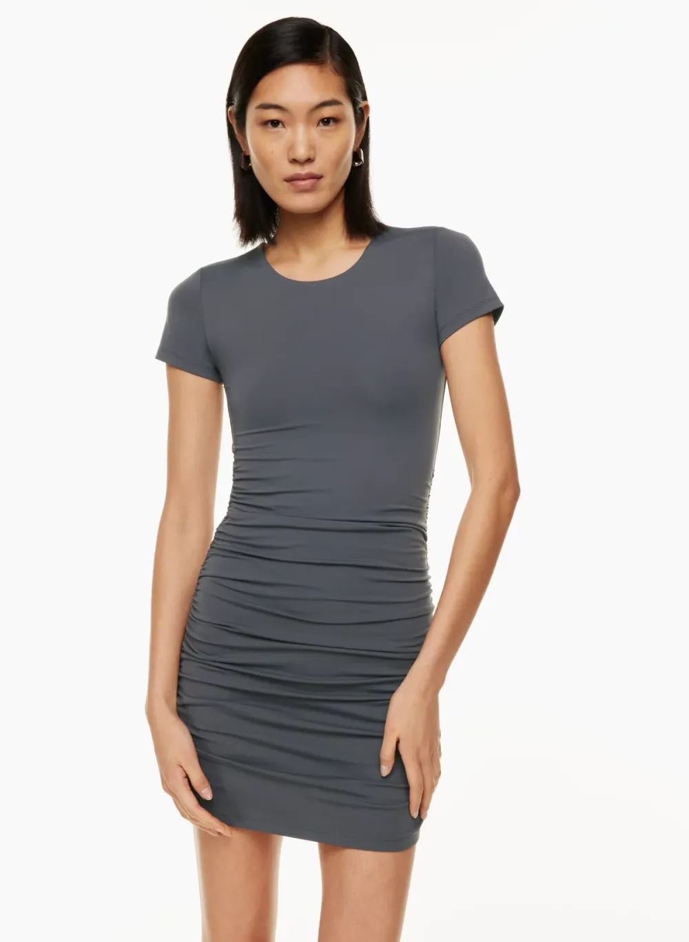 contour ruched mini dress