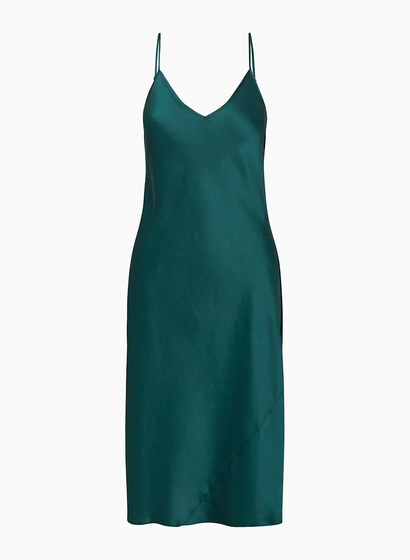 only slip satin midi dress