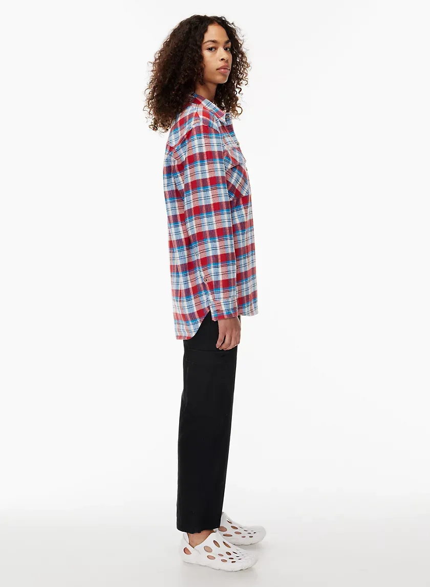 plaid oversized button-up