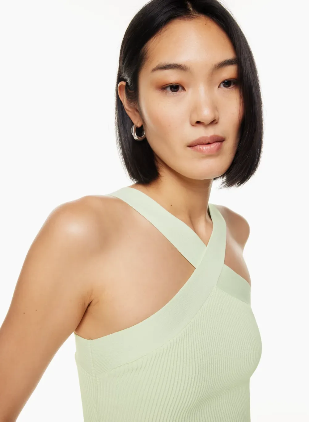 sculpt knit criss cross cropped tank